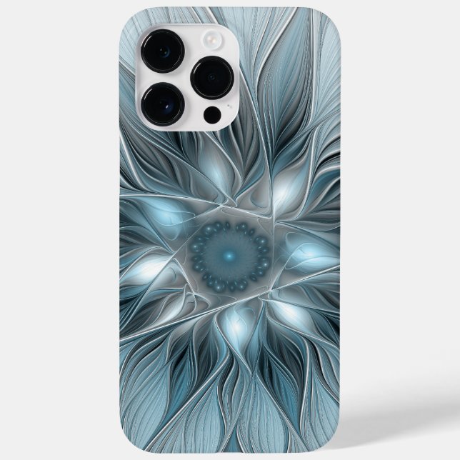 Joyful Flower Abstract Blue Grey Floral Fractal Case-Mate iPhone Case (Back)