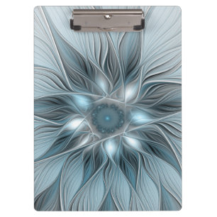 Joyful Flower Abstract Blue Grey Floral Fractal Clipboard