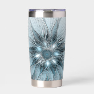 Joyful Flower Abstract Blue Grey Floral Fractal Insulated Tumbler