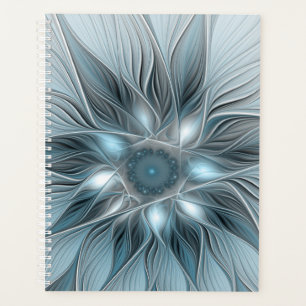Joyful Flower Abstract Blue Grey Floral Fractal Planner