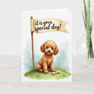 Joyful Fluffy Dog Birthday Card