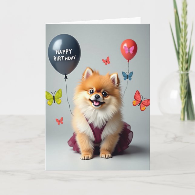 Joyful Fluffy Dog Card (Front)
