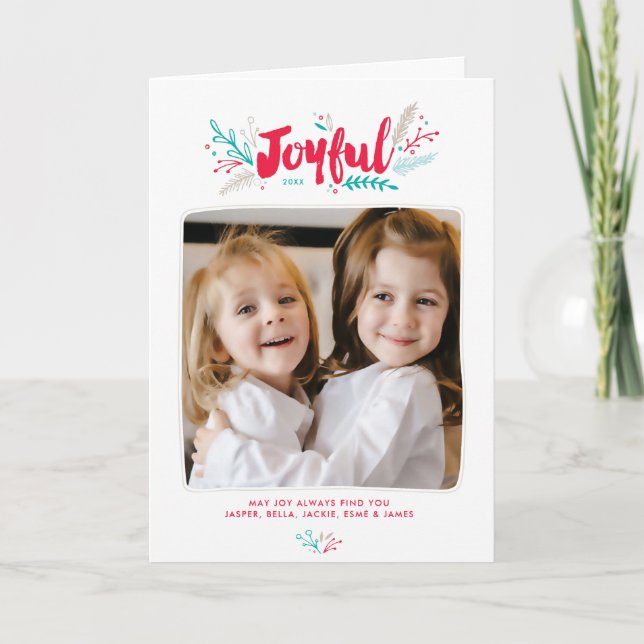 Joyful Foliage Christmas Holiday Folded Card (Front)