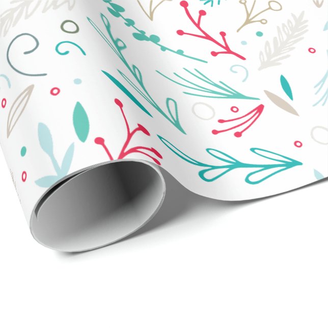 Joyful Foliage Christmas Holiday Wrapping Paper (Roll Corner)