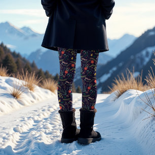 Joyful Foliage   Holiday Patterned Leggings