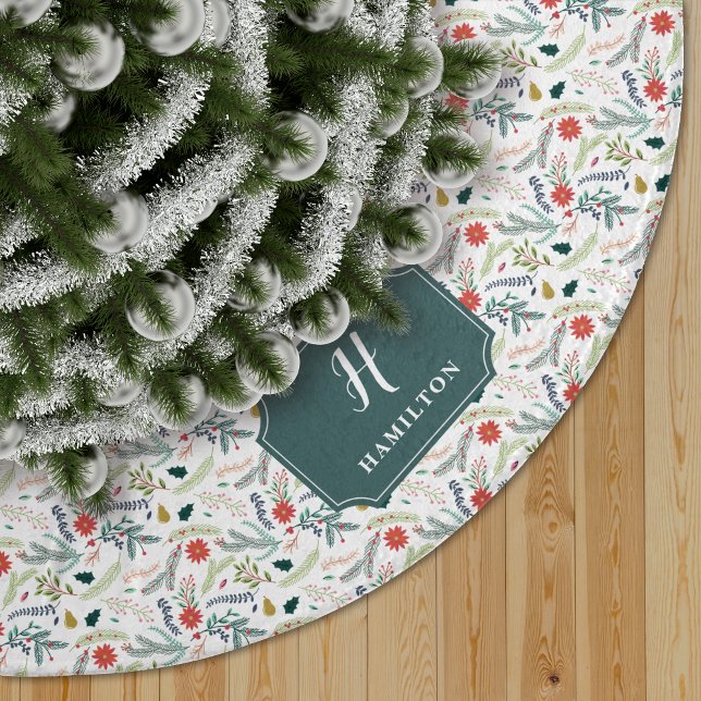 Joyful Foliage Monogram Brushed Polyester Tree Skirt (Creator Uploaded)