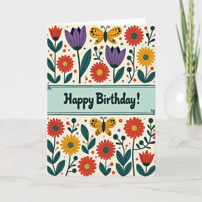 Joyful Folk Art Garden Card (Front)