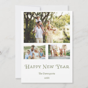 Joyful Four Photo Family New Year Holiday Card