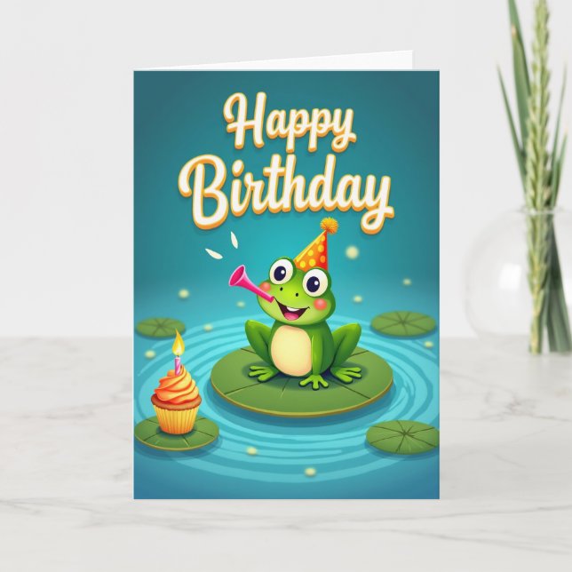Joyful Frog Birthday Card (Front)
