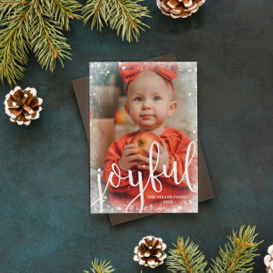 Joyful   Frosted Christmas Photo Holiday Card