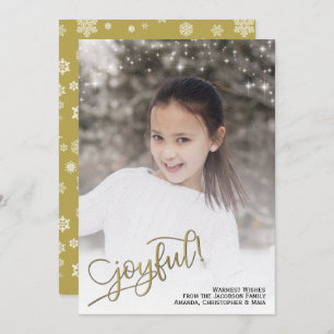 Joyful! Full Frame Photo with Glitter Stars  Holiday Card