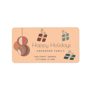 Joyful fun colourful ornaments gifts Holiday  Labe Label