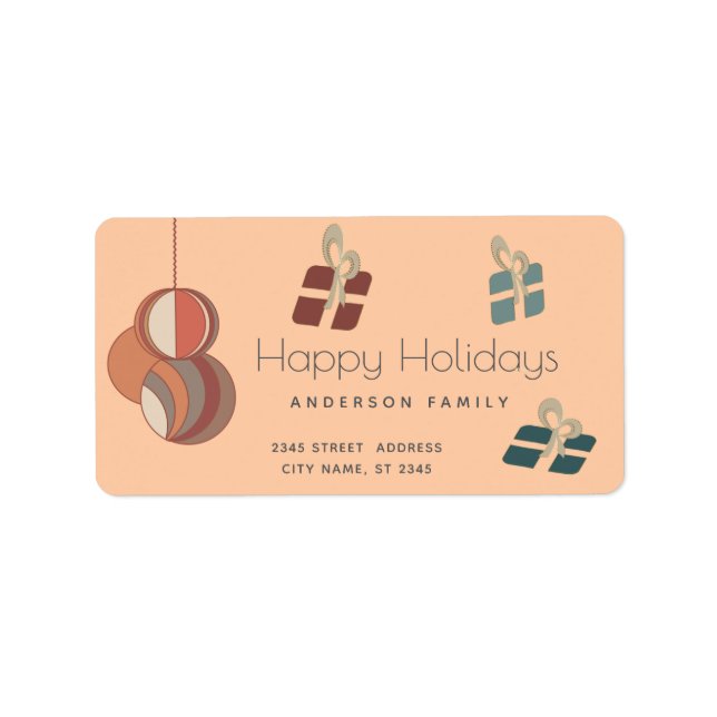 Joyful fun colourful ornaments gifts Holiday  Labe Label (Front)