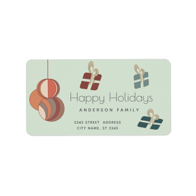 Joyful fun colourful ornaments gifts Holiday  Labe Label (Front)