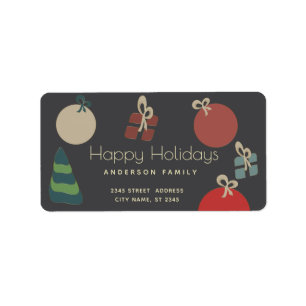 Joyful fun colourful ornaments gifts Holiday  Label