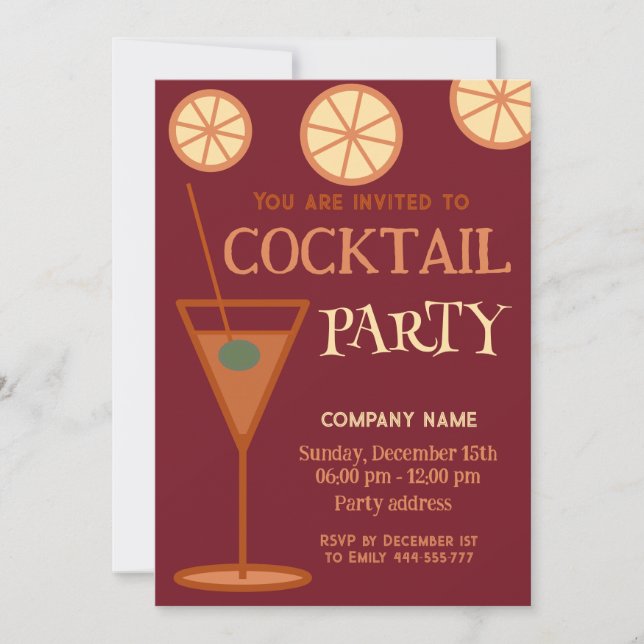 Joyful fun cool Christmas cocktail party corporate Invitation (Front)