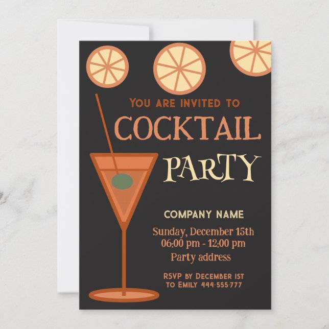 Joyful fun cool Christmas cocktail party corporate Invitation (Front)