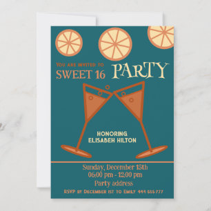 Joyful fun cool sweet 16 cocktail party  invitation