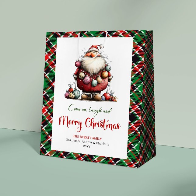 Joyful Funny Santa Playful Red Green Gift Bag (Joyful Funny Santa Playful Red Green Gift Bag)