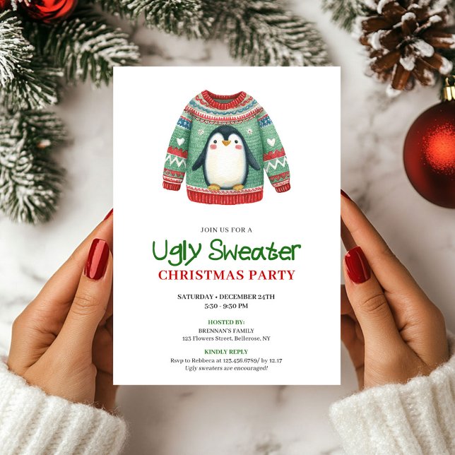Joyful Funny Ugly Sweater Xmas Invitation (Joyful Funny Ugly Sweater Xmas Invitation)