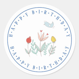 Joyful Garden Bird Classic Round Sticker