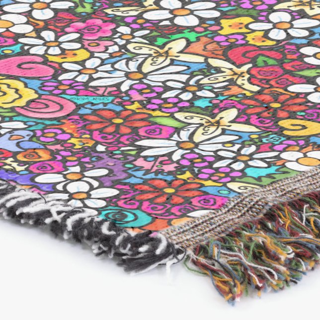 Joyful Garden Groovy Throw Blanket (Corner)