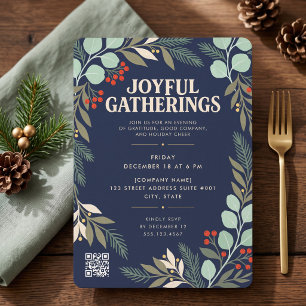 Joyful Gatherings Botanical Corporate Holiday Invitation