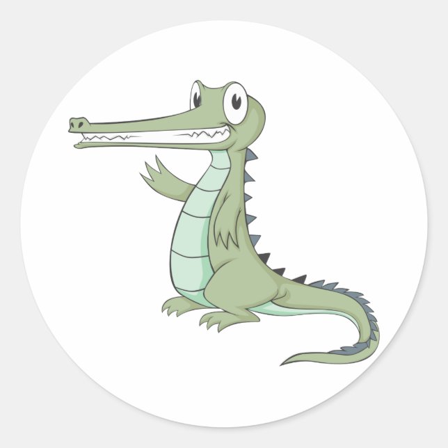 Joyful Gharial Gavial Crocodile Classic Round Sticker (Front)