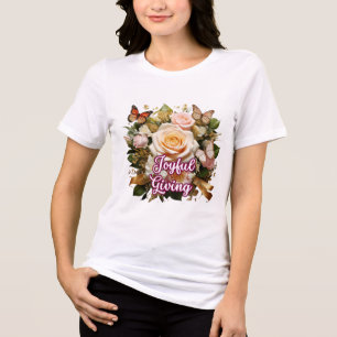 Joyful Giving — Inspirational Typography T-Shirt Tri-Blend Shirt