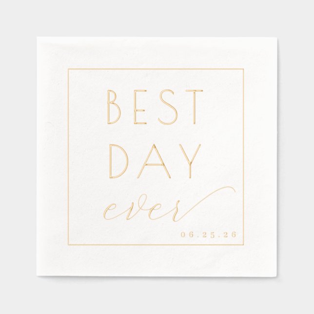Joyful Gold Calligraphy Foil Napkins (Front)