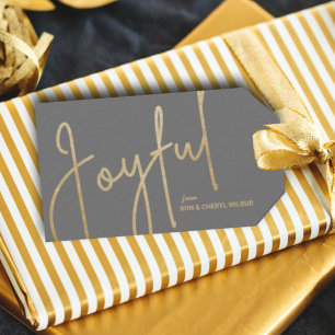 JOYFUL Gold Faux Foil Grey Gift Tags