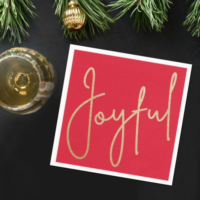 JOYFUL Gold Faux Foil on Red Napkin (Creator Uploaded)