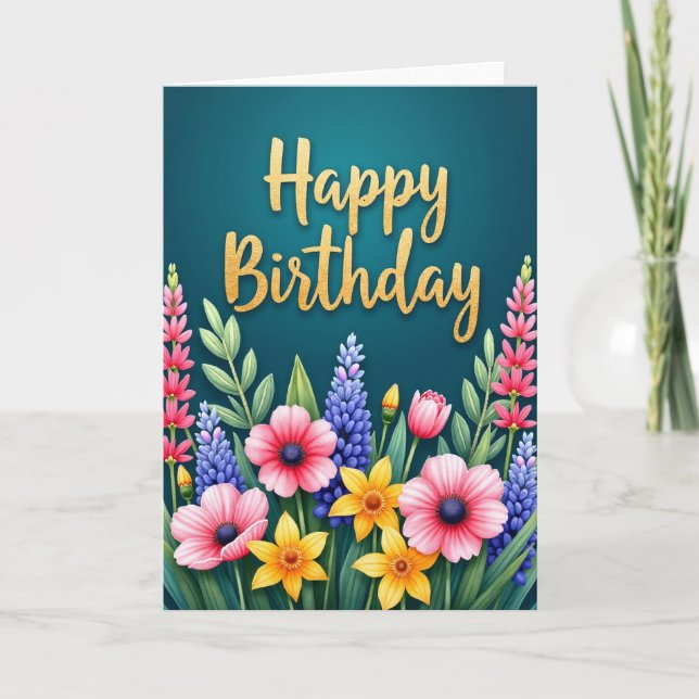 Joyful Gold Script Birthday Card (Front)