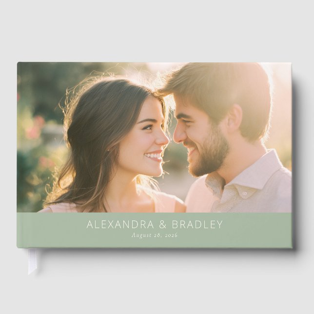 Joyful Golden Naturalistic Photo Guest Book (Front)