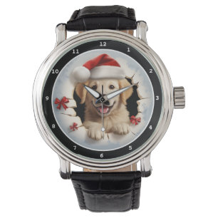 Joyful Golden Retriever Puppy Holiday Image Watch