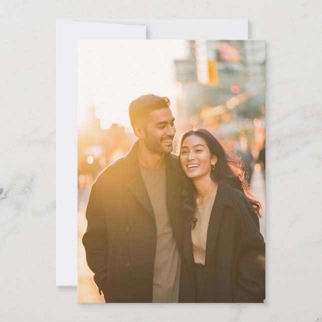 Joyful Golden Romantic Photo Invitation (Front)