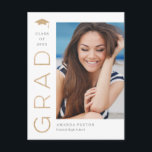 Joyful Grad Editable Colour Graduation Postcard<br><div class="desc">Modern and stylish graduation announcement/invitation from Berry Berry Sweet Designs. Visit our design showroom at www.berryberrysweet.com for stylish stationery designs and personalised gifts!</div>