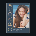 Joyful Grad Editable Colour Graduation Postcard<br><div class="desc">Modern and stylish graduation announcement/invitation from Berry Berry Sweet Designs. Visit our design showroom at www.berryberrysweet.com for stylish stationery designs and personalised gifts!</div>