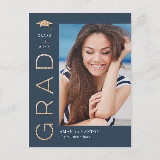 Joyful Grad Editable Colour Graduation Postcard (Front)