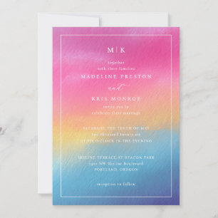 Joyful Gradient Watercolor Wedding Invitation