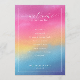 Joyful Gradient Wedding Ceremony Programme