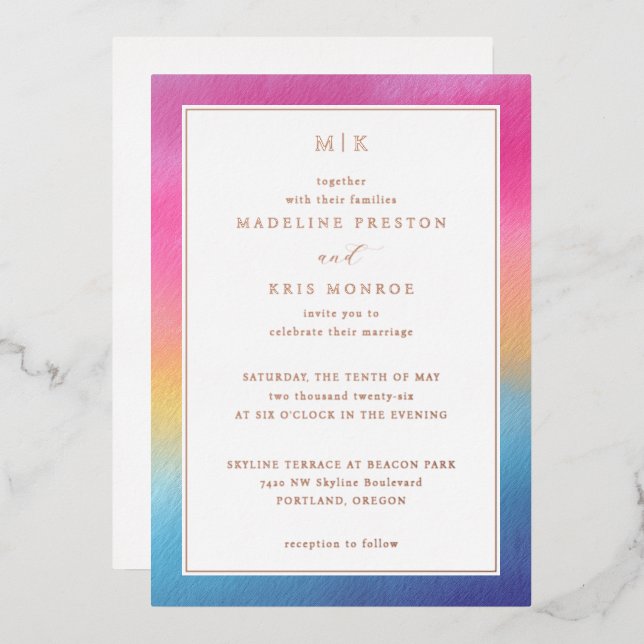 Joyful Gradient Wedding Invitation (Front/Back)