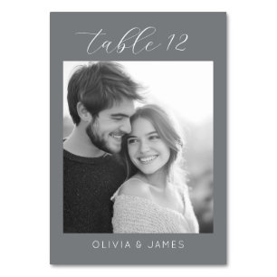 Joyful Grayscale Modern Photo Table Number