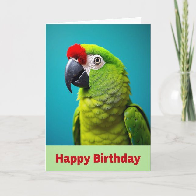 Joyful Green Bird Card (Front)