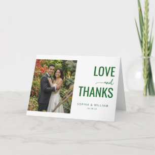 Joyful Green Minimalist Photo Thank You Card