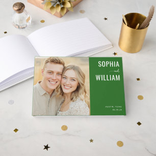 Joyful Green Modern Photo Guest Book