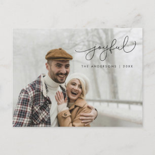 Joyful Greeting, Merry Christmas Family Photo Postcard