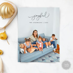 Joyful Greeting, Merry Christmas Family Photo Postcard