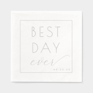 Joyful Grey Minimalist Calligraphy Foil Napkins