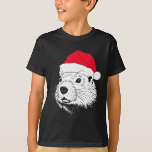 Joyful Groundhog Santa On Groundhog Christmas  T-Shirt